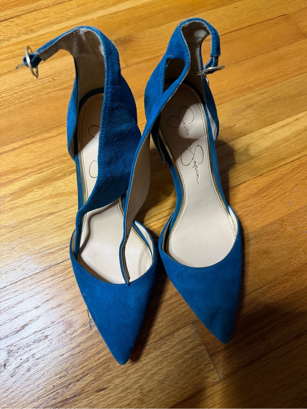 Jessica Simpson Teal Suede Pointed Toe Slingback Pumps
